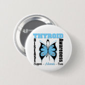 Badge Rond 5 Cm Papillon de sensibilisation aux maladies thyroïdie (Devant & derrière)