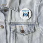 Badge Rond 5 Cm Papillon de sensibilisation aux maladies thyroïdie (En situation)
