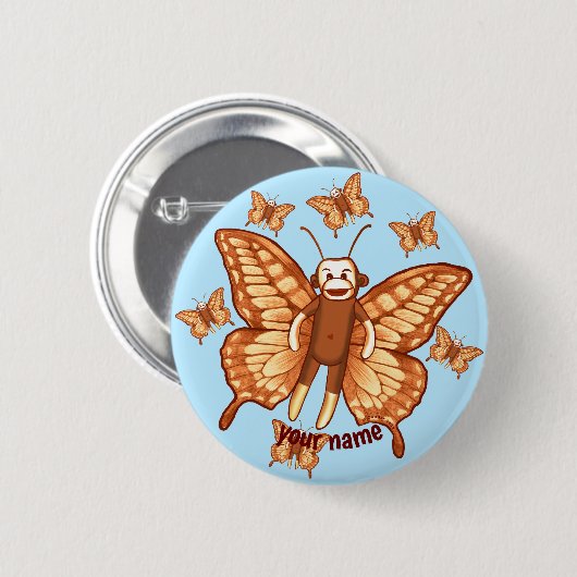 Badge Rond 5 Cm Papillon de singe de queue (Devant & derrière)