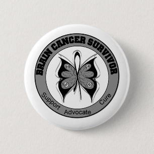 Badge Rond 5 Cm Papillon de survivant de cancer du cerveau
