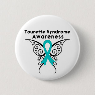 Badge Rond 5 Cm Papillon de tatouage de sensibilisation au syndrom
