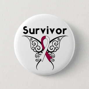 Badge Rond 5 Cm Papillon de tribal de survivant de cancer de la