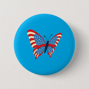 Badge Rond 5 Cm Papillon du drapeau américain Usa patriotique 4 ju