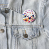 Badge Rond 5 Cm Papillon en fleurs Fille d'anniversaire fille (En situation)