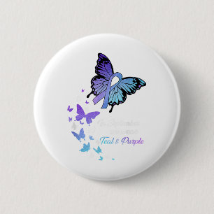 Badge Rond 5 Cm Papillon En Septembre Porte Turquoise Violet Suici
