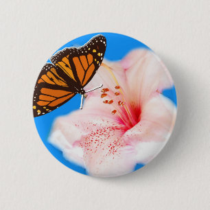 Badge Rond 5 Cm papillon et fleur