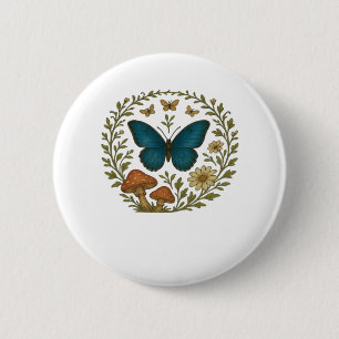 Badge Rond 5 Cm Papillon Goblincore Fairycore Botanique Vêtements