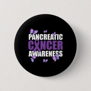 Badge Rond 5 Cm Papillon guerrier violet ruban cancer pancréatique