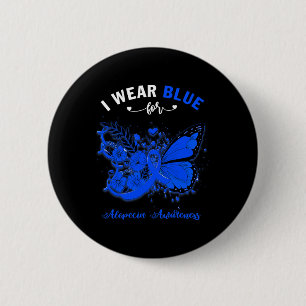 Badge Rond 5 Cm Papillon Je Porte Du Bleu Pour La Sensibilisation