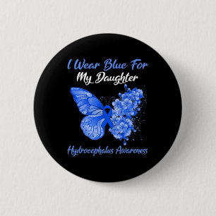 Badge Rond 5 Cm Papillon Je Porte Du Bleu Pour Ma Fille Hydrocépha