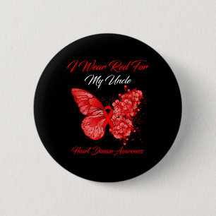 Badge Rond 5 Cm Papillon Je Porte Du Rouge Pour La Maladie Cardiaq