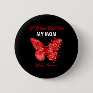 Badge Rond 5 Cm Papillon Je Porte Du Rouge Pour Ma Mère Sensibilis