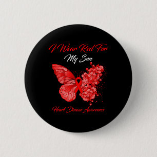 Badge Rond 5 Cm Papillon Je Porte Du Rouge Pour Mon Fils Maladie C