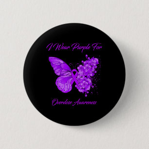 Badge Rond 5 Cm Papillon Je Porte Le Violet Pour La Sensibilisatio
