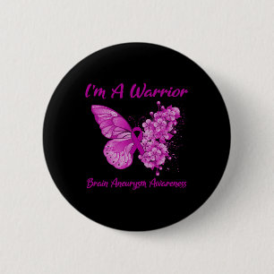 Badge Rond 5 Cm Papillon Je suis un guerrier Cerveau Aneurie Sensi