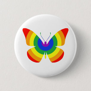 Badge Rond 5 Cm Papillon LGBT Pride
