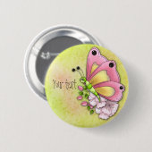 Badge Rond 5 Cm Papillon mignon et fleurs (Devant & derrière)