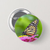 Badge Rond 5 Cm Papillon monarque (Devant & derrière)