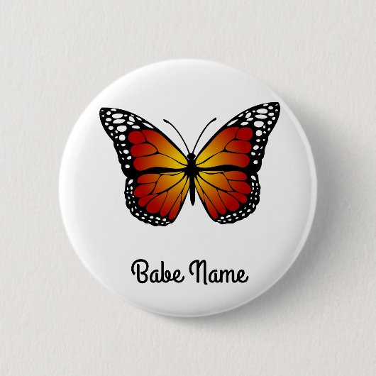 Badge Rond 5 Cm Papillon Monarque (Devant)