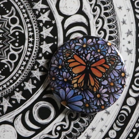 Badge Rond 5 Cm Papillon monarque
