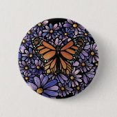 Badge Rond 5 Cm Papillon monarque (Devant)