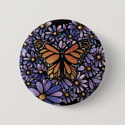Badge Rond 5 Cm Papillon monarque (Devant)