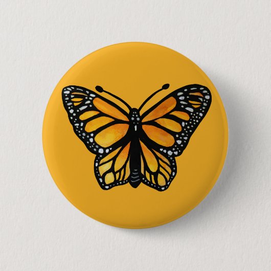 Badge Rond 5 Cm Papillon Monarque Aquarelle Peinture Papillons (Devant)