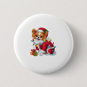 Badge Rond 5 Cm Papillon Noël Éclairage Père Noël Papillon Chien N