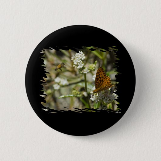Badge Rond 5 Cm Papillon orange et abeille (Devant)