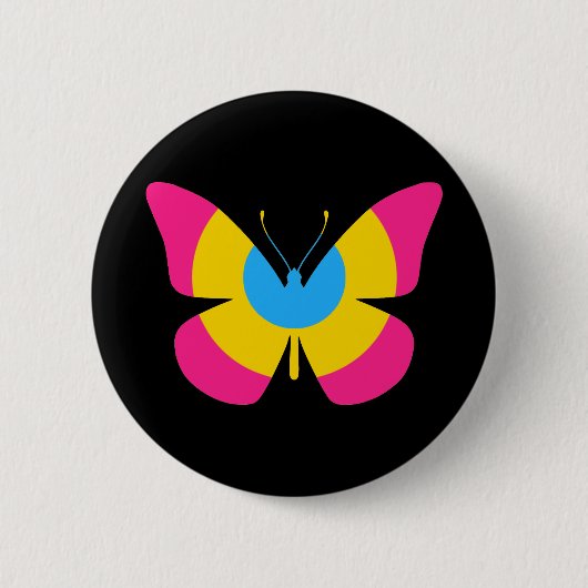 Badge Rond 5 Cm Papillon Pansexual de fierté (Devant)