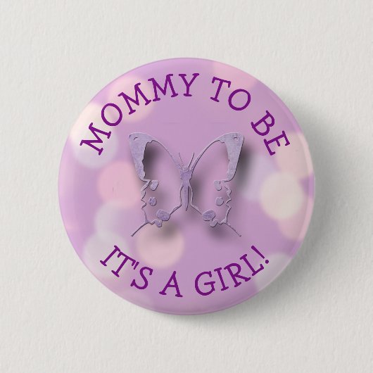 Badge Rond 5 Cm Papillon pourpre maman pour être Baby shower (Devant)