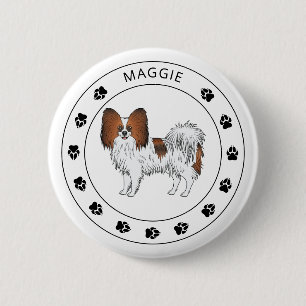 Badge Rond 5 Cm Papillon Rouge Cute Chien Avec Nom Et Patrouilles