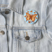 Badge Rond 5 Cm Papillon Singe Chaussette (En situation)