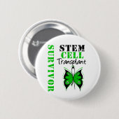 Badge Rond 5 Cm Papillon - Stem Cell Transplant Survivant (Devant & derrière)