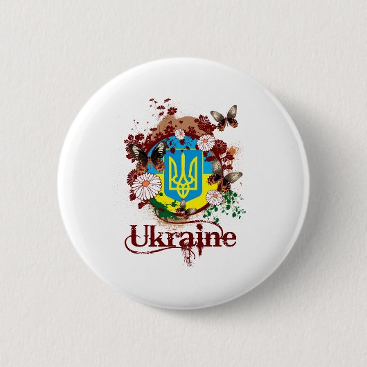 Badge Rond 5 Cm Papillon Ukraine (Devant)