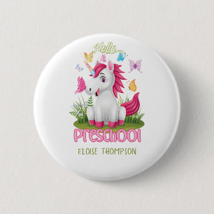 Badge Rond 5 Cm Papillon Unicorn Preschool Retour à l'école