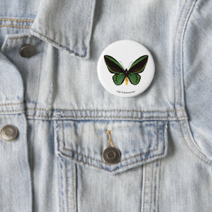 Badge Rond 5 Cm Papillon vert de Birdwing