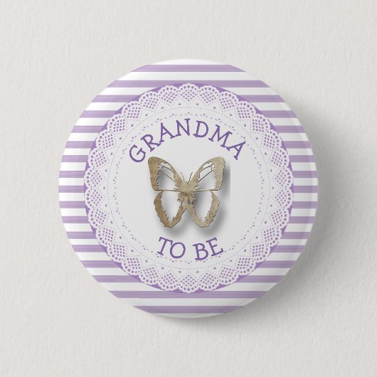 Badge Rond 5 Cm Papillon violet grand-mère à être baby shower bout (Devant)