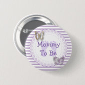 Badge Rond 5 Cm Papillon violet grand-mère à être baby shower bout (Devant & derrière)