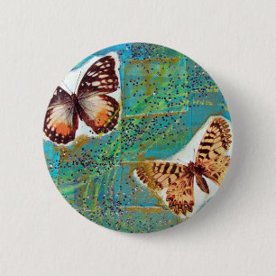 Badge Rond 5 Cm Papillons Collage multimédia mixte