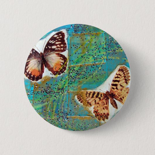 Badge Rond 5 Cm Papillons Collage multimédia mixte (Devant)