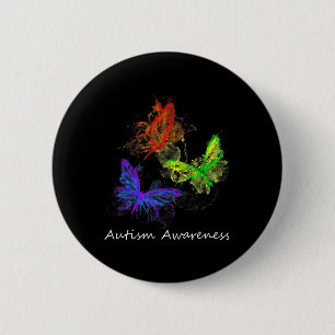 Badge Rond 5 Cm Papillons de sensibilisation sur l'autisme sans pi