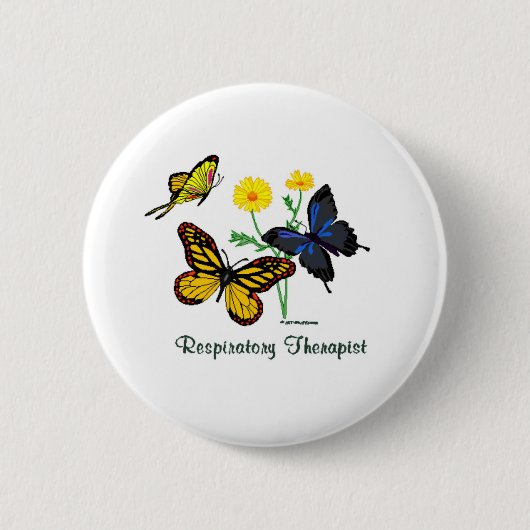 Badge Rond 5 Cm Papillons de thérapie respiratoire (Devant)