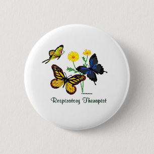 Badge Rond 5 Cm Papillons de thérapie respiratoire
