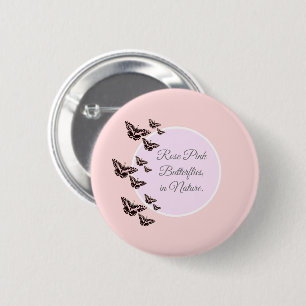 Badge Rond 5 Cm papillons rose rose