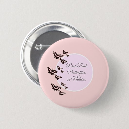 Badge Rond 5 Cm papillons rose rose (Devant & derrière)