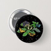 Badge Rond 5 Cm Papillons sur Feuille (Devant & derrière)