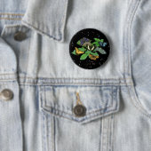 Badge Rond 5 Cm Papillons sur Feuille (En situation)