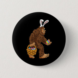Badge Rond 5 Cm Pâques Bigfoot Avec Panier Oeufs Fun Boys Enfants 