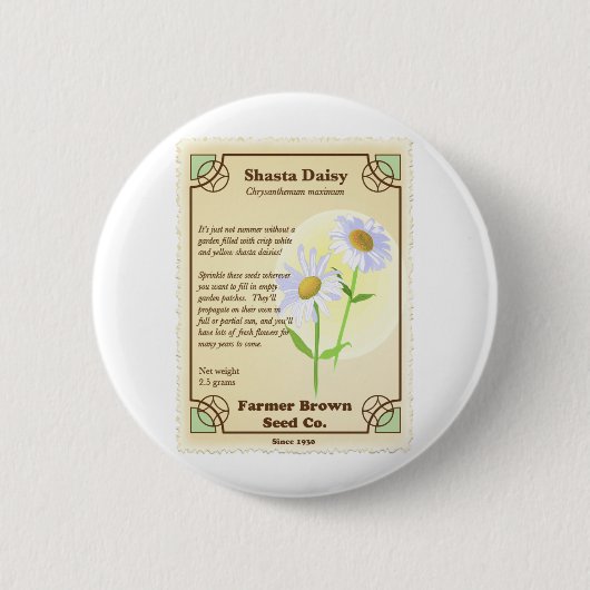Badge Rond 5 Cm Paquet de semences Shasta Daisy (Devant)